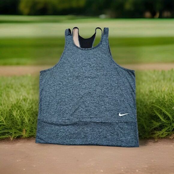 Nike Women's XL Dri-Fit Studio Cut Out Gray Tank Top Active Running Gym EUC - Picture 1 of 10